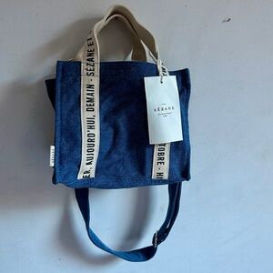 Sézane mini cabas libre denim tote NWT
